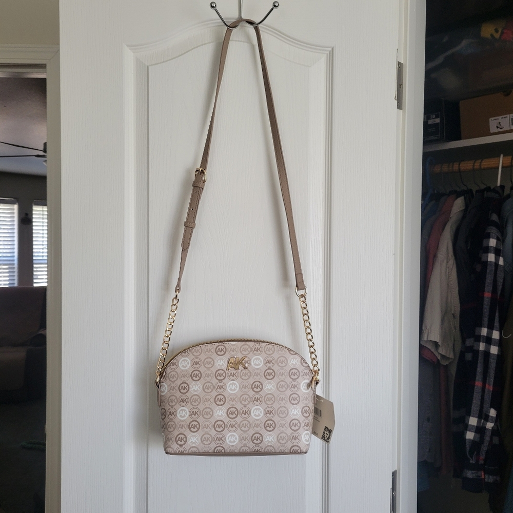 Anne Klein Beige Monogram Crossbody Bag. NWT